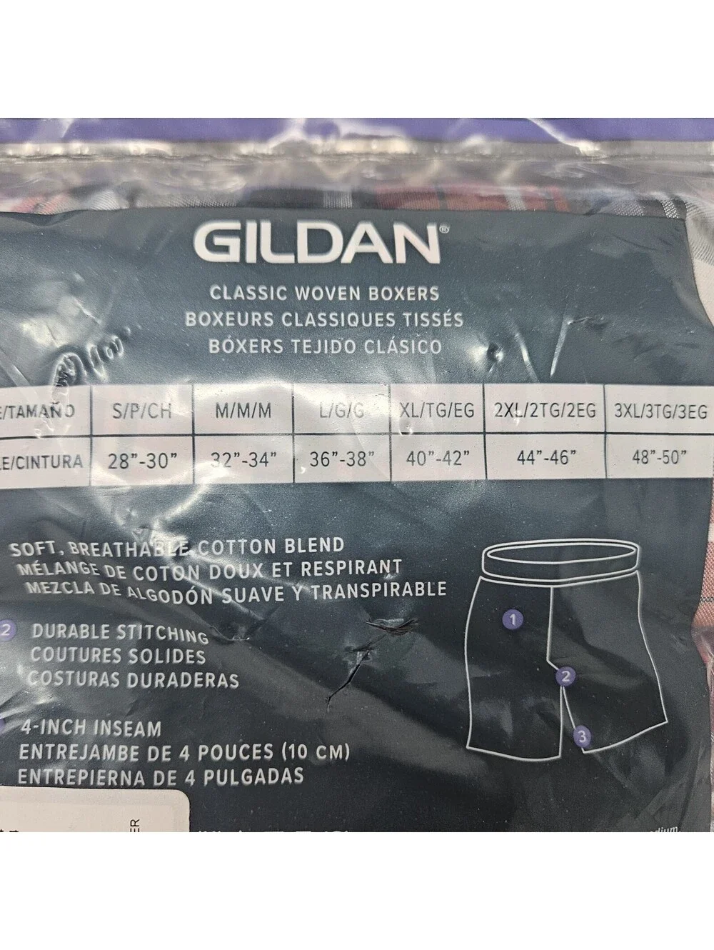 Gildan Woven Men's Boxers Size 3XL (48”-50”) Multicolor Plaid Cotton Blend New